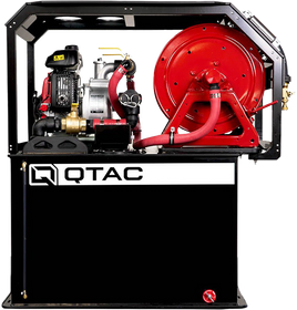 Black QTAC 55T Firefighting ATV Skid- 55 Gallon Tank, 2.2HP Honda Engine. 73 GPM, 75' Hose, Brush Guard