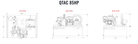 Light Gray QTAC 85HPD - UTV Firefighting Skid - 85 Gallon Tank, 5.5HP Darley Electric Start Honda Engine, 75' hose length