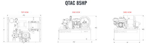 Light Gray QTAC 85HP V-9 - UTV Firefighting Skid - 85 Gallon Tank, 5.5HP Honda Engine, 75' hose length, Brass Bulls-Eye,