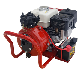 Dark Slate Gray CET Goliath High-Pressure Electric Start Fire Fighting Pump w/ 6hp Honda GX Engine 75 GPM / 140 PSI Max - 2x1