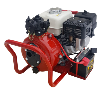 Dark Slate Gray CET Goliath High-Pressure Electric Start Fire Fighting Pump w/ 6hp Honda GX Engine 75 GPM / 140 PSI Max - 2x1