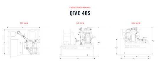 Light Gray QTAC 40S UTV Firefighting Skid - 40 Gallon Tank, 2.2HP Honda Engine, 73 GPM, 3/4" x75' Hose, Brass Bulls Eye