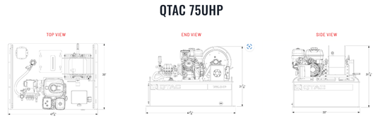 Light Gray QTAC 75UHP UTV Firefighting Skid - 75 Gallon Tank, 8HP Honda Engine, 6.7GPM 1200 PSI