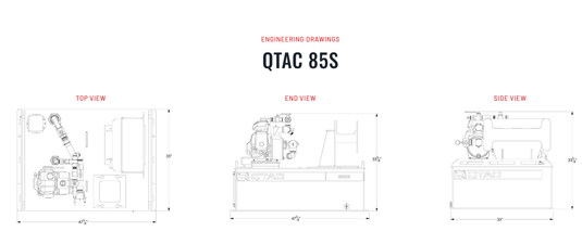Light Gray QTAC 85S - 85 Gallon Tank, 73 GPM 2.1 HP Honda Pump, 75' of 3/4