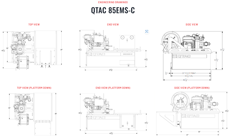 Load image into Gallery viewer, Light Gray QTAC 85 EMS-C UTV Firefighting Skid with Rescue Basket - Medium Pressure, 2′′ NST Threaded Suction 1-1/2′′ NST Discharge,  Hose Reel Line up to 100 feet of 3/4′′, Max PSI of 61 and GPM of 73
