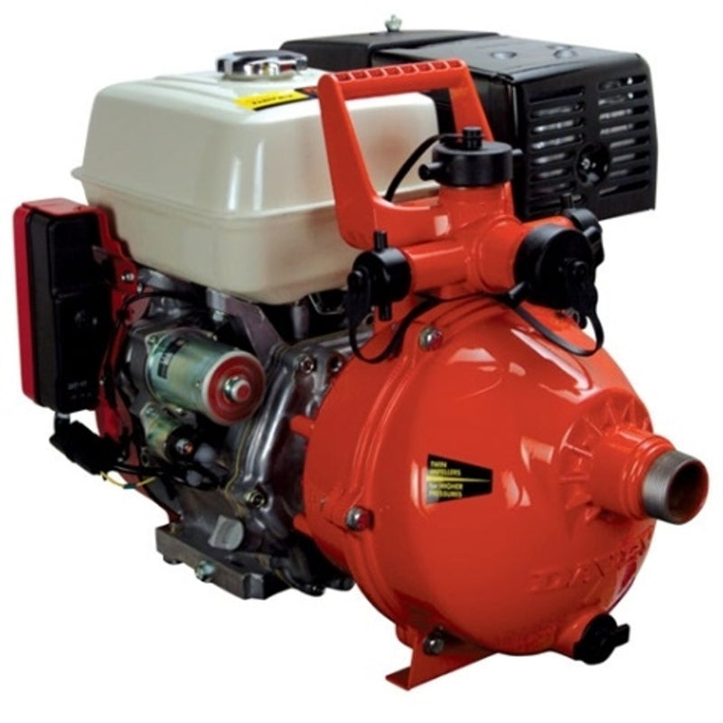 Load image into Gallery viewer, Black Darley Davey 13hp Honda Portable Fire Pump, Two Stage - AK306 - 120 GPM / 146 PSI - 3-Way discharge port with 1 - 1.5&quot; NPTM &amp; 2 - 1&quot; NPTM Outlets / 1.5&quot; NPTM Inlet
