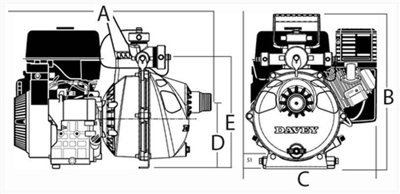 Load image into Gallery viewer, Light Gray Darley Davey 9hp Honda Firefighting Pump, Two Stage - AK308 - 120 GPM / 144 PSI - 3-Way discharge port with 1 - 1.5&quot; NPTM, 2 - 1&quot; NPTM Outlets / 1.5&quot; NPTM Inlet
