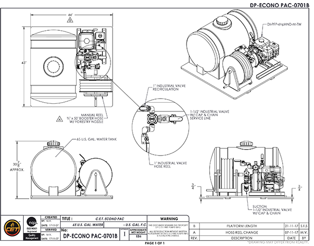 Load image into Gallery viewer, Gray CET Truck Econo Pack Skid Unit , 6HP Fire Pump, 20 GPM / 125 PSI, 65/125 Gallon Tank
